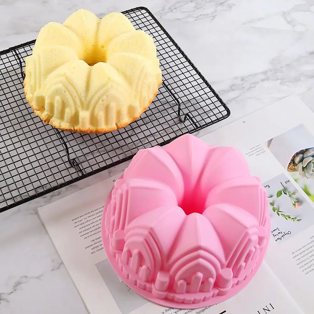 Cake Mold Crown Shaped Silicone Biscuit Mold Baking DIY Cake & Dessert Big Castle Princess Queen Fondant Tools Kitchen Supplies