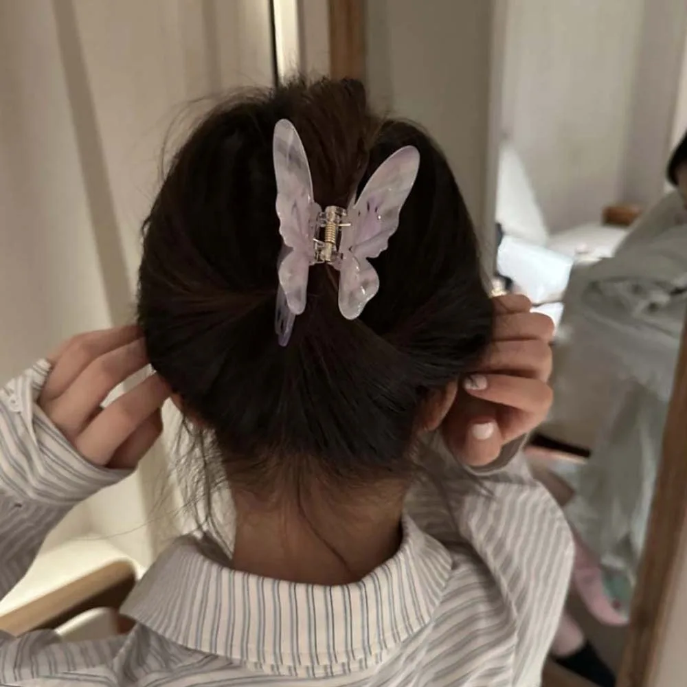 

Acrylic Butterfly Shark Clip Elegant Chinese Style Acetic Acid Hair Claw Hairgrips Headwear Illusory Color Hair Clip School