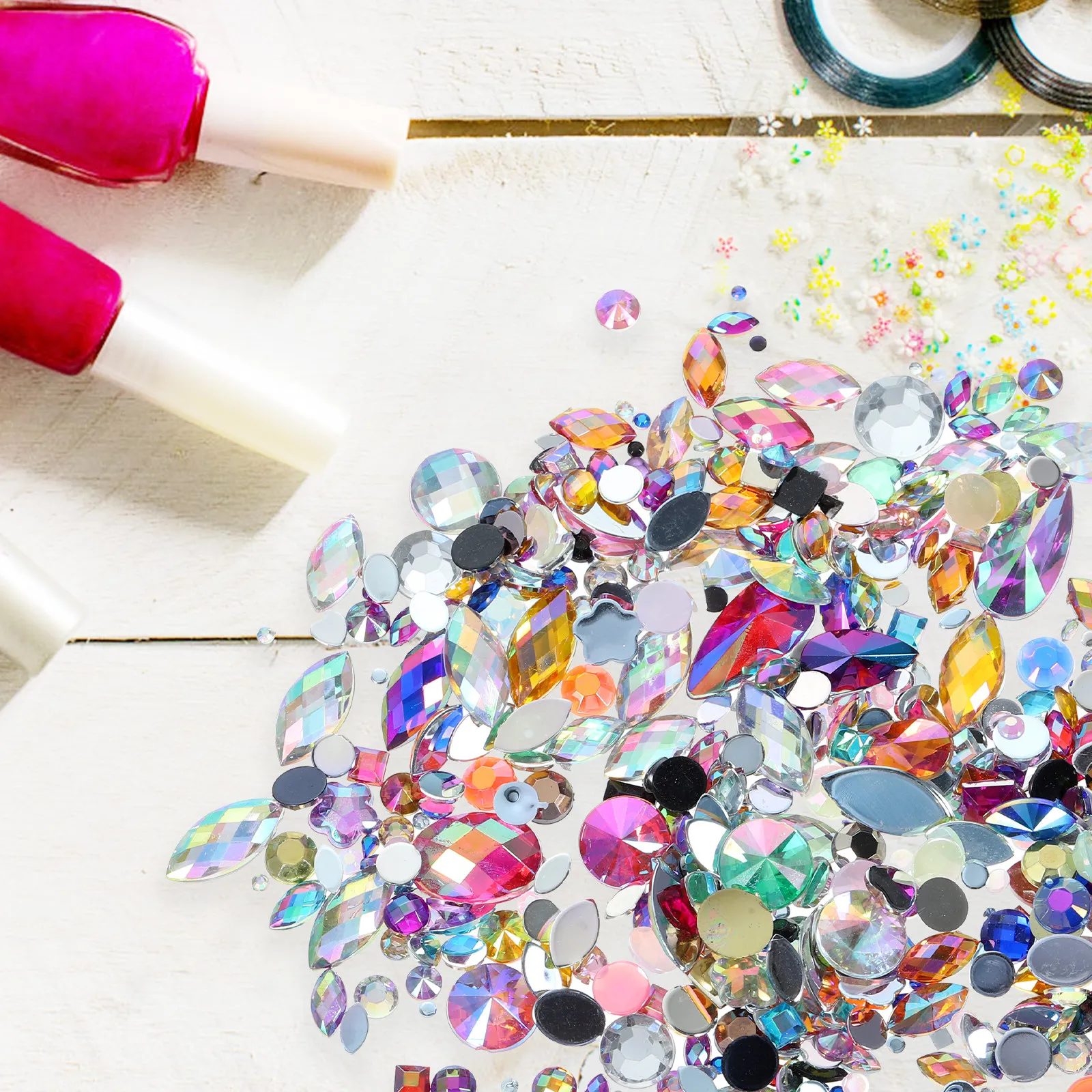 

300 шт. акриловых стразов с плоским дном для дизайна ногтей, маникюра, поделок своими руками, украшения для чехлов телефонов, очков, обуви, блестящие стразы в форме бриллианта