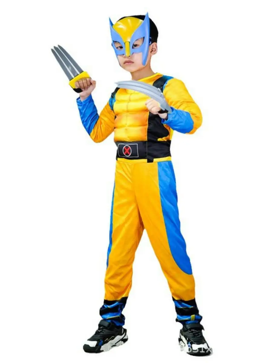 زي ولفيرين للأطفال بلا النمر بدلة تنكرية لمرحلة الهالوين زي بطل أنيمي موضوع مادة البوليستر