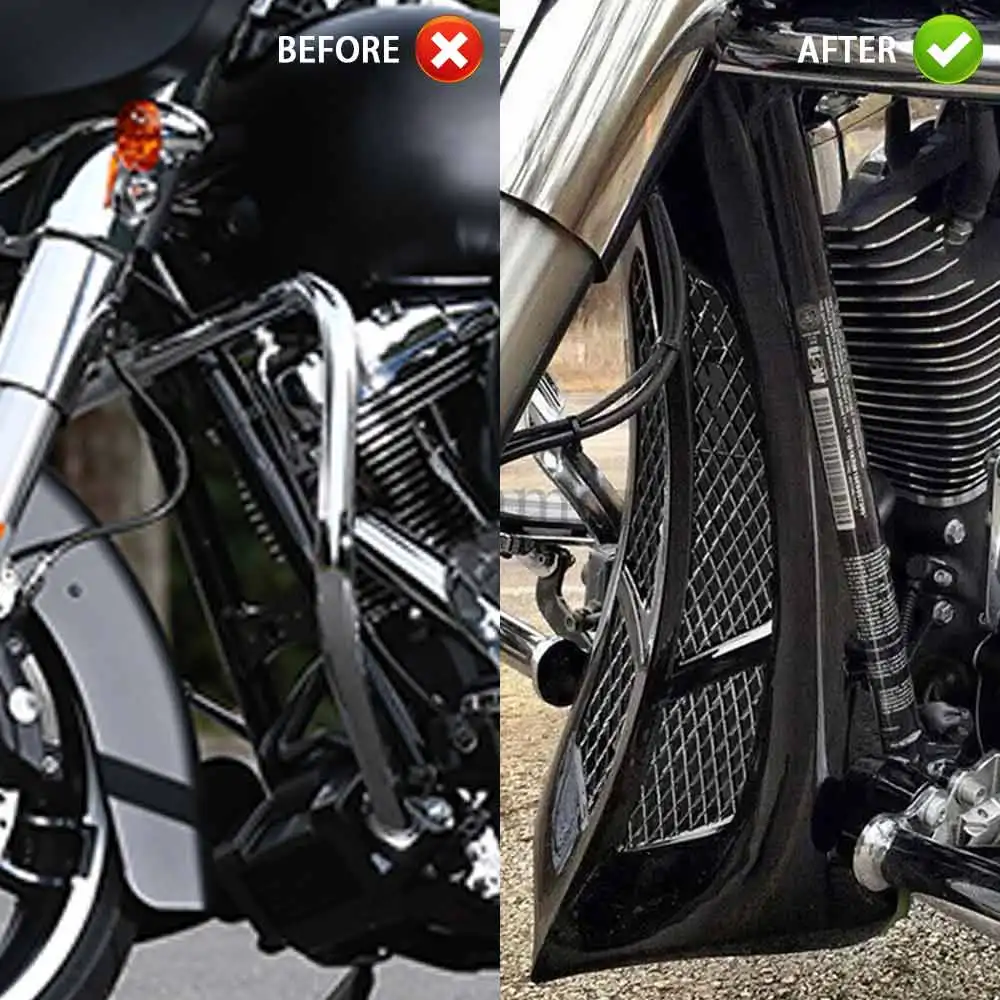 جزء الدراجة النارية باللون الأسود للذقن الأمامية غطاء المبرد السفلي لدراجة Harley Touring Road Glide Street Glide FLH FLT 2014-up #5