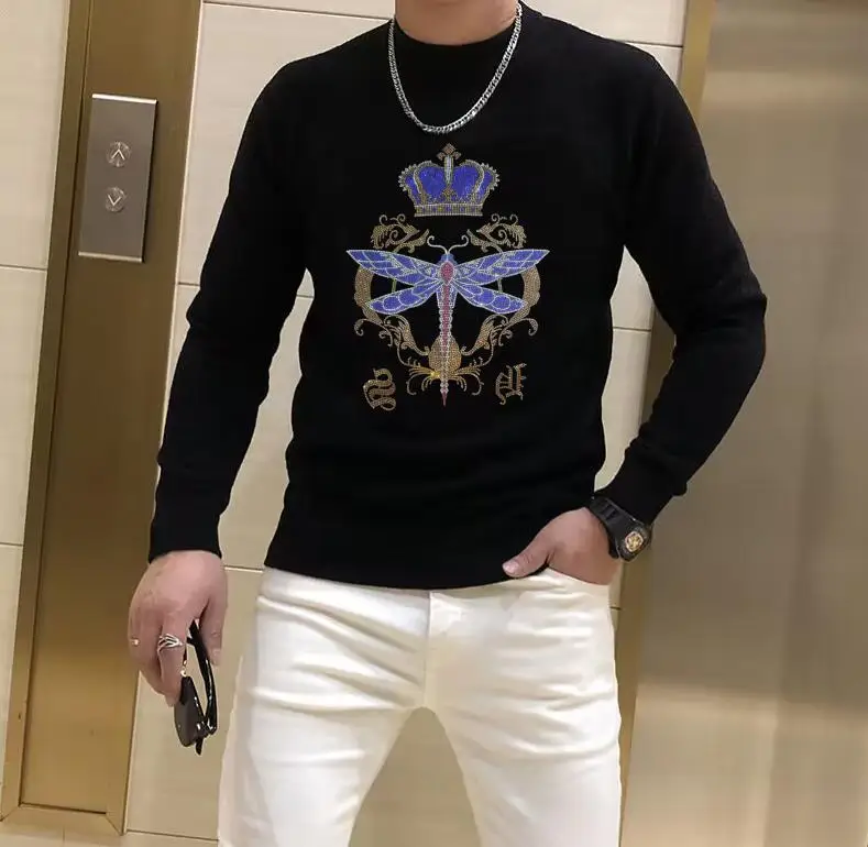 

Mens Rhinestone sweaters Men Oversized sweater Japanese Streetwear Hip Hop sweaters Men