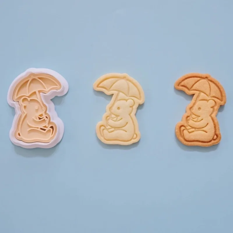 Mini Animal Pattern Bear Snail Cookie Cutter Cartoon Flower Hydrangea Toast Biscuit Stamp Cake Baking Decoration Mold