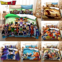 Dragon Ball Z Bedding Set Anime Figure Son Goku 3D Print Bed Set Quilt Cover Bedroom Bedclothes Pillowcase Kids Room Decoration