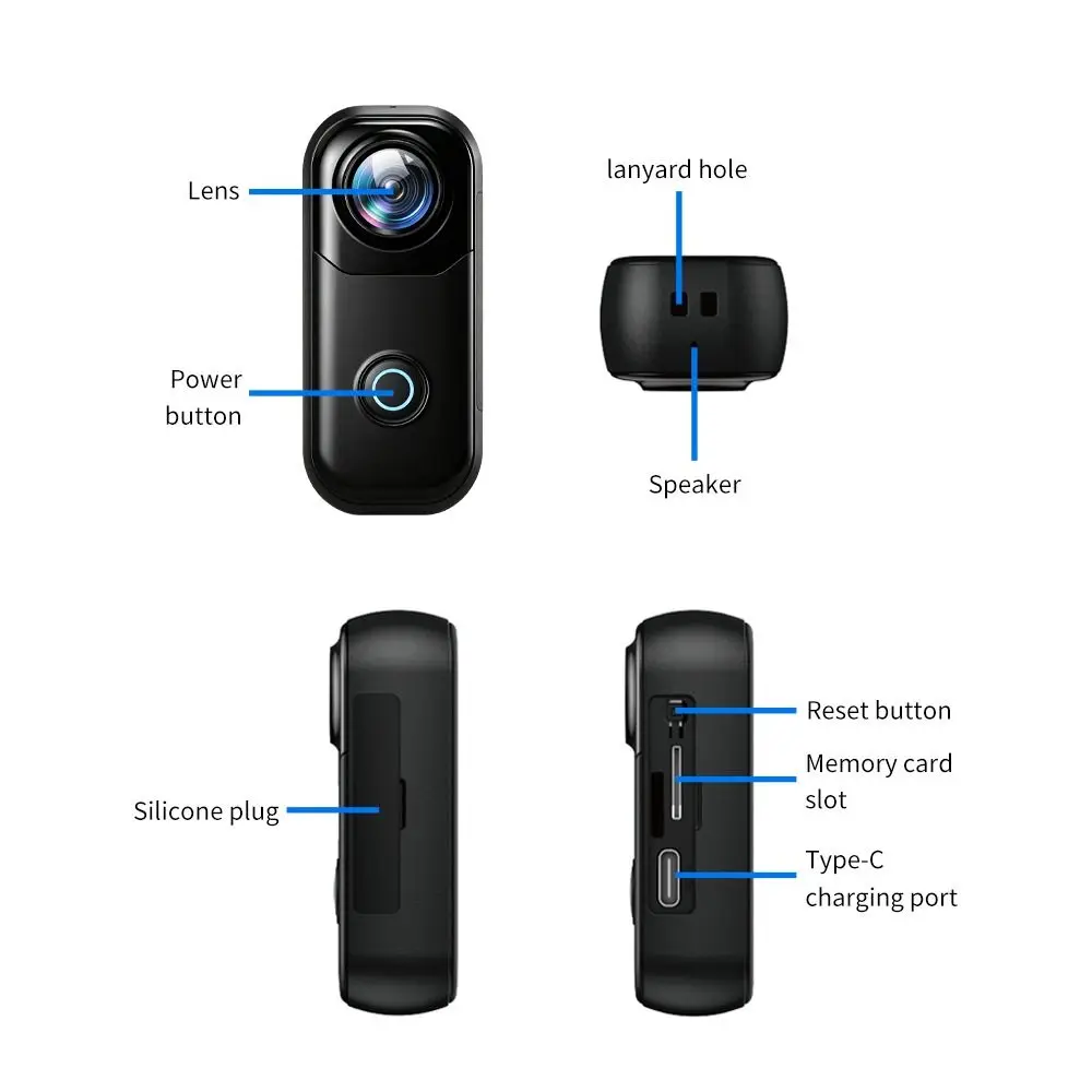 4K Ultra HD Thumb Action Camera 156° Wide-angle Six-axis Stabilization 4K Sports Recorder IP68 Waterproof