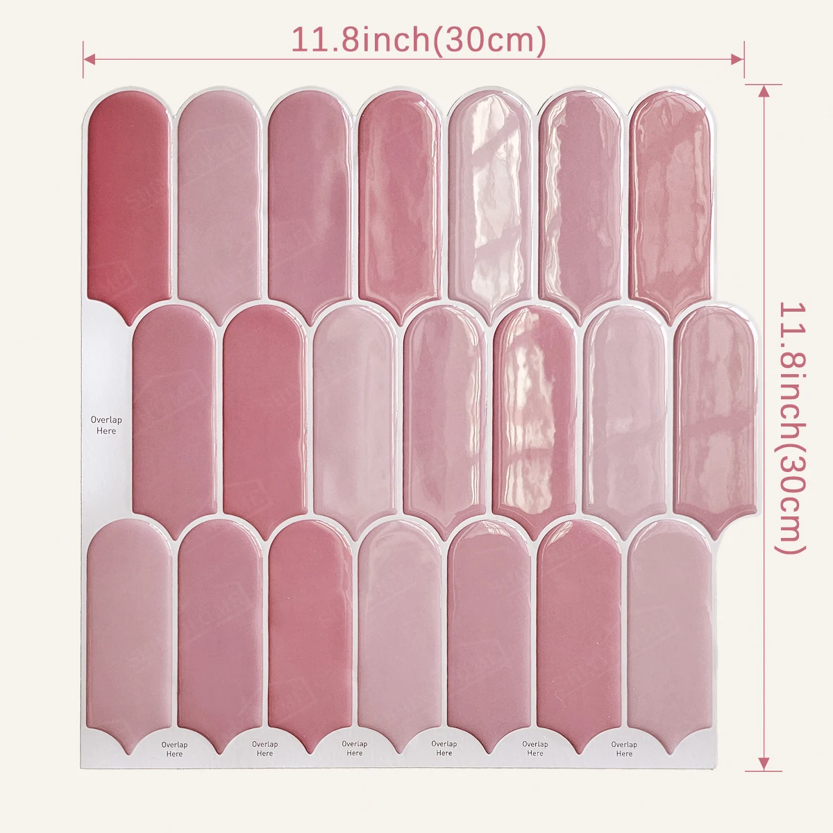 10/30 PC Pink Feather Self-Adhesive Wall Sticker Kitchen Backsplash Tiles Suitable for Kitchen Bathroom RV  Wall Decor(30×30cm)