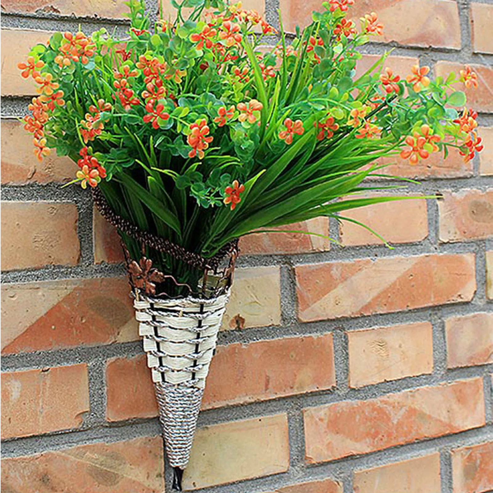 Wall Mounted Orchid Pot Artificial Straw Macrame Plant Hanger Plastic Hanging Basket Outdoor Garden Artistic Decoration