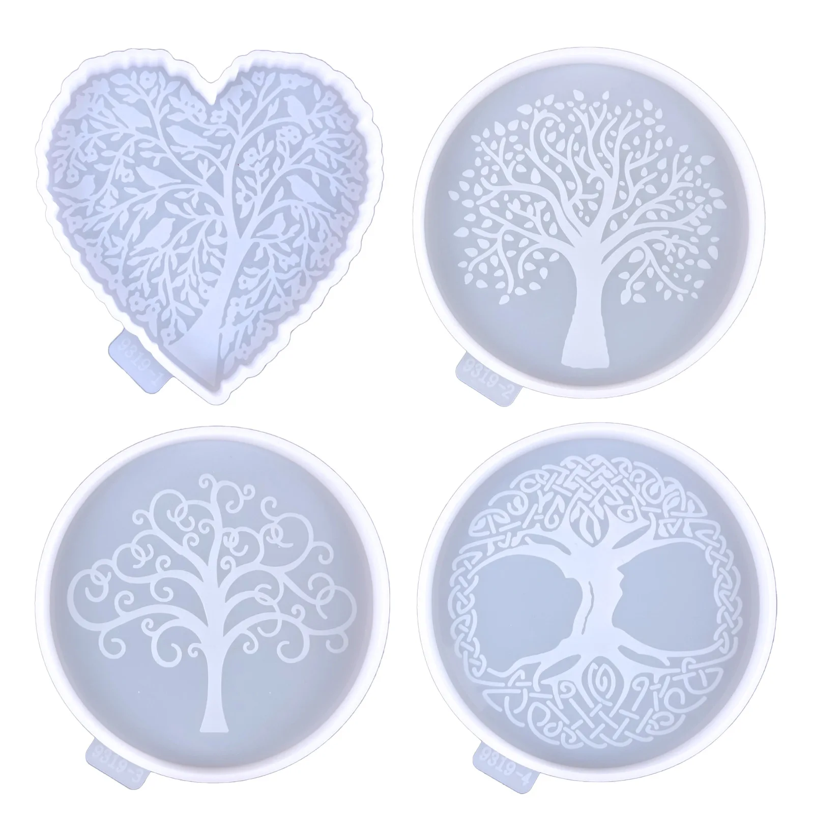 Heart Shaped Tree of Life Resin Mould Epoxy Resin Silicone Mold for DIY Tree Coaster Desktop Decoration Cup Mats Silicone Molds