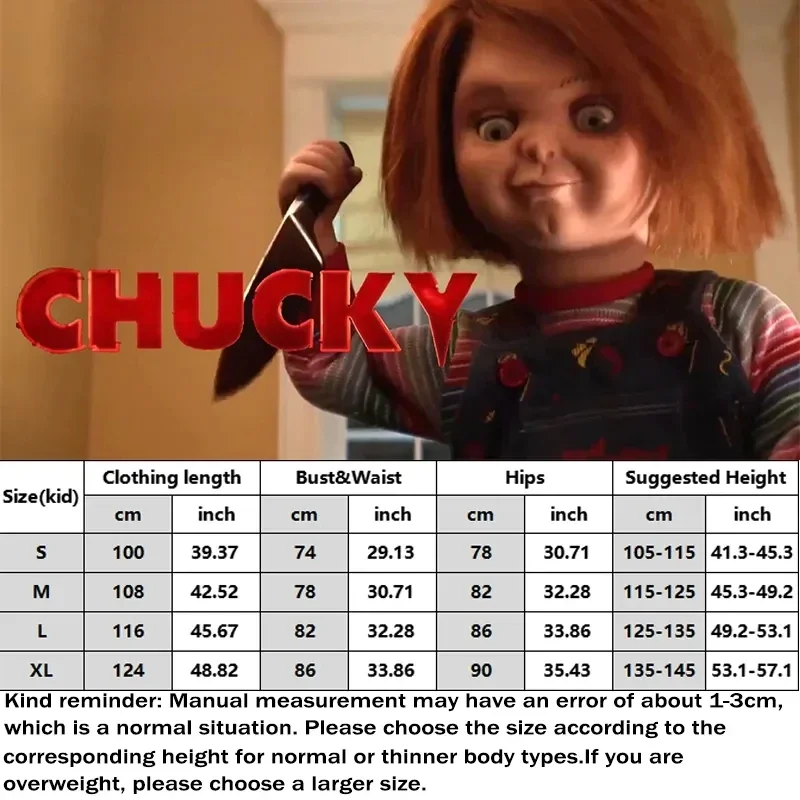 Movie kids Chucky cosplay child s play cosplay costume uniform top rompers outfits tattoo sticker Halloween costume for kids