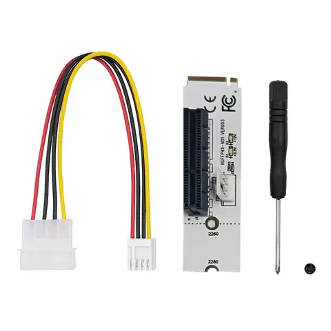NGFF M2 to PCI-E 4X Riser Card M2 Key M to PCIe X4 Adapter with LED Voltage Indicator for NVME for Bitcoin Miner Mining