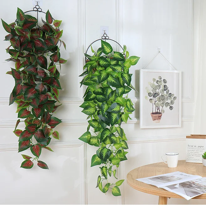 

Artificial Green Plant Plastic Hanging Vine Wedding Hall Hotel Garden Home Decoration Simulation Wall Green Leaf Rattan 100 Cm