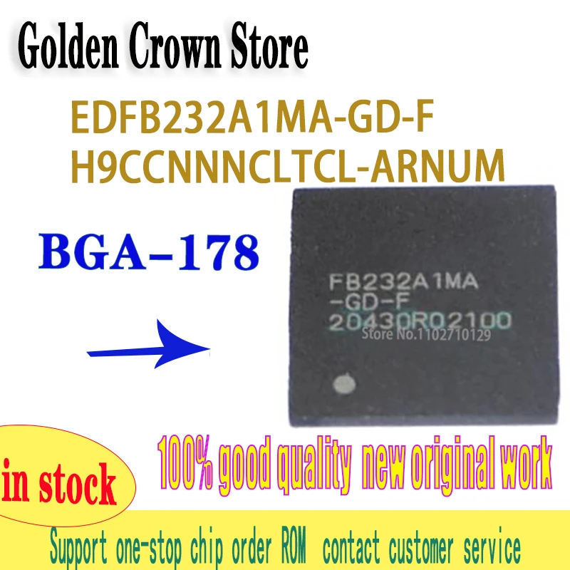 

EDFB232A1MA-GD-F 1 шт./лот H9CCNNNCLTCL Оригинальный подлинный чип памяти 4 ГБ. Пакет BGA-178