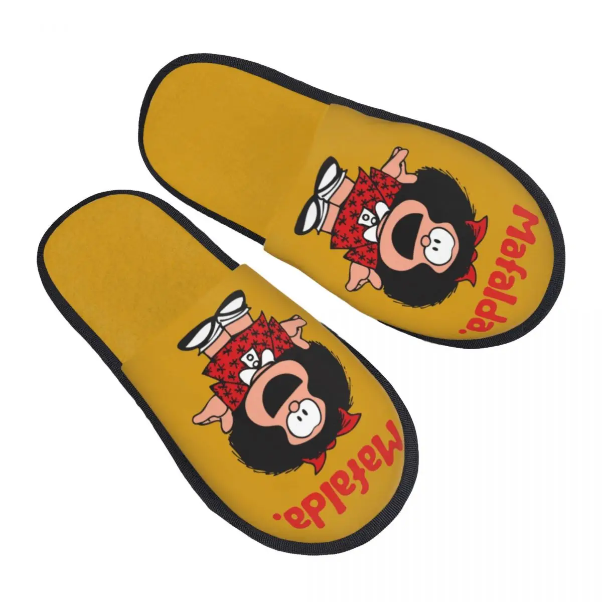 

Женские домашние тапочки Happy Mafalda с принтом, мягкие теплые аргентинские манги Quino, пушистые тапочки из пены с эффектом памяти, домашняя уличная обувь