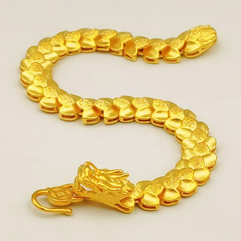 Like real  Vietnamese Yellow Three-Dimensional Dragon New Men's Bracelet That Will Not Fade For A Long Time, Simulation 999