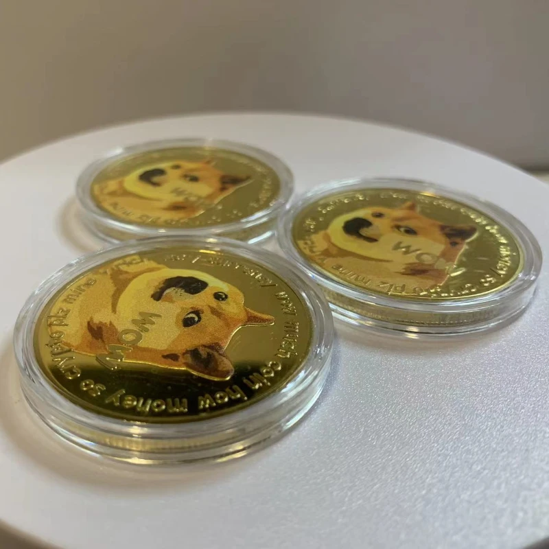 عملة ذهبية دوجكوين ملونة ، لعبة عملة افتراضية ، بيتكوين ، لعب عملة أجنبية ، دوجكوين ، 1 * *