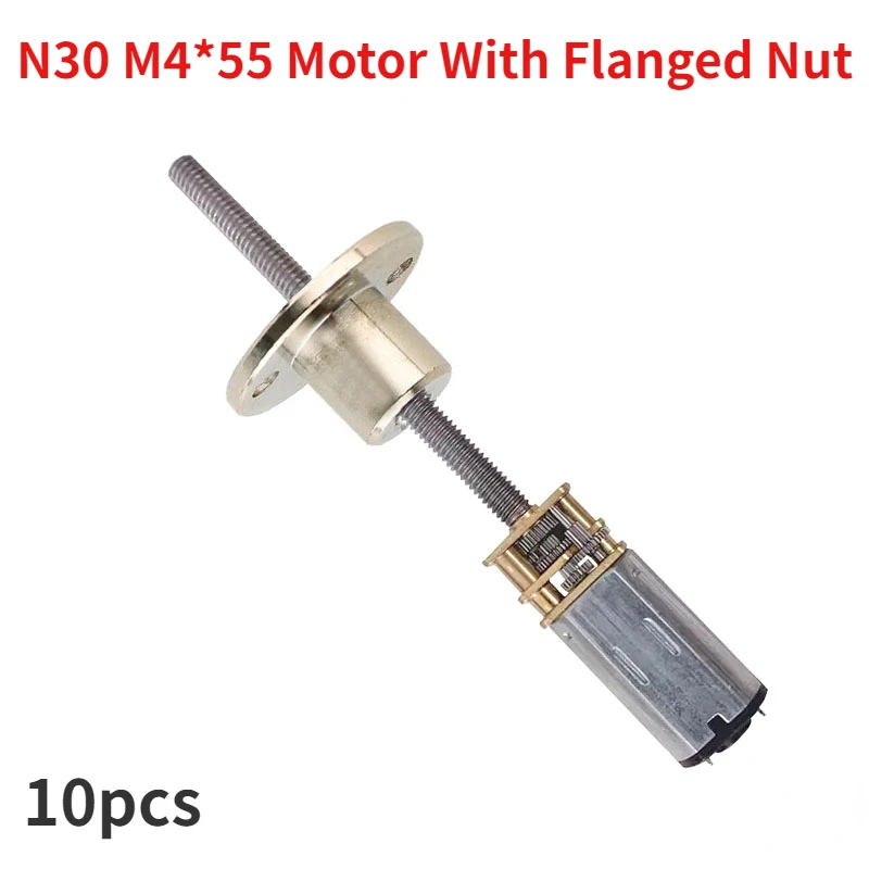 

10pcs N30-3/6/12V M4*55 Lead Screw Micro Reducer DC Motor with Flange Nut 15/30/50/60/100/150/200/300/500RPM