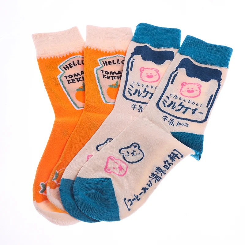 2 Pair Man Women Sock Original AB Tide Socks Colorful Socks Flowers Fruits Candy Cotton Socks Daily Friend Get-together Gifts