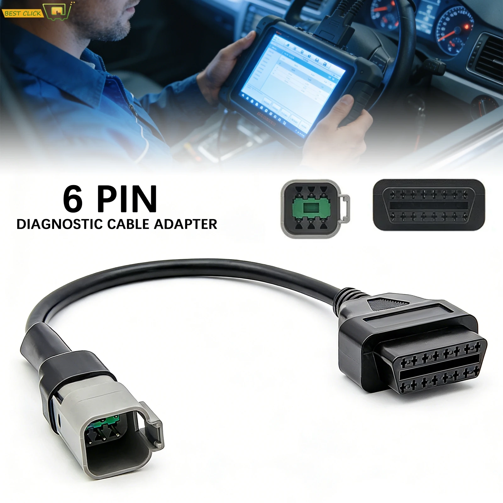 

OBD2 16Pin to BRP 6Pin Diagnostic Adapter For Bombardier All Terrain Vehicle UTV Motorcycle Extension Cable Tool