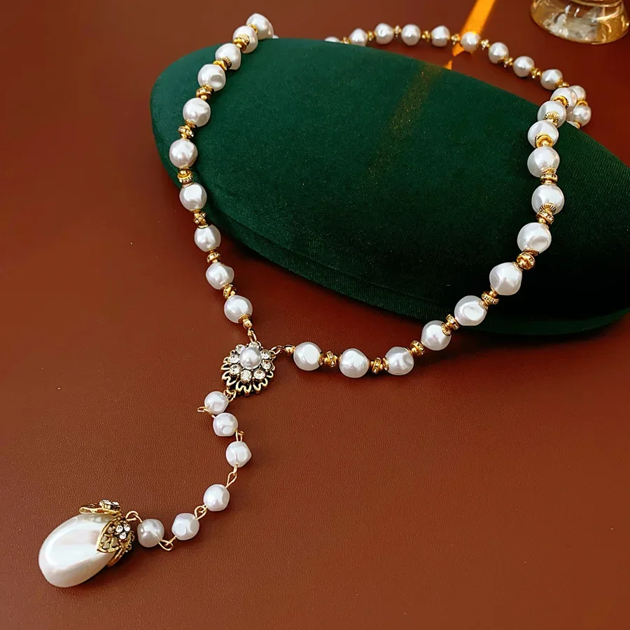 مجموعات مجوهرات اللؤلؤ الزهور خمر للنساء الفضة إبرة إسقاط أقراط الراقية الرجعية 2025 قلادة إكسسوارات عقد مجموعة