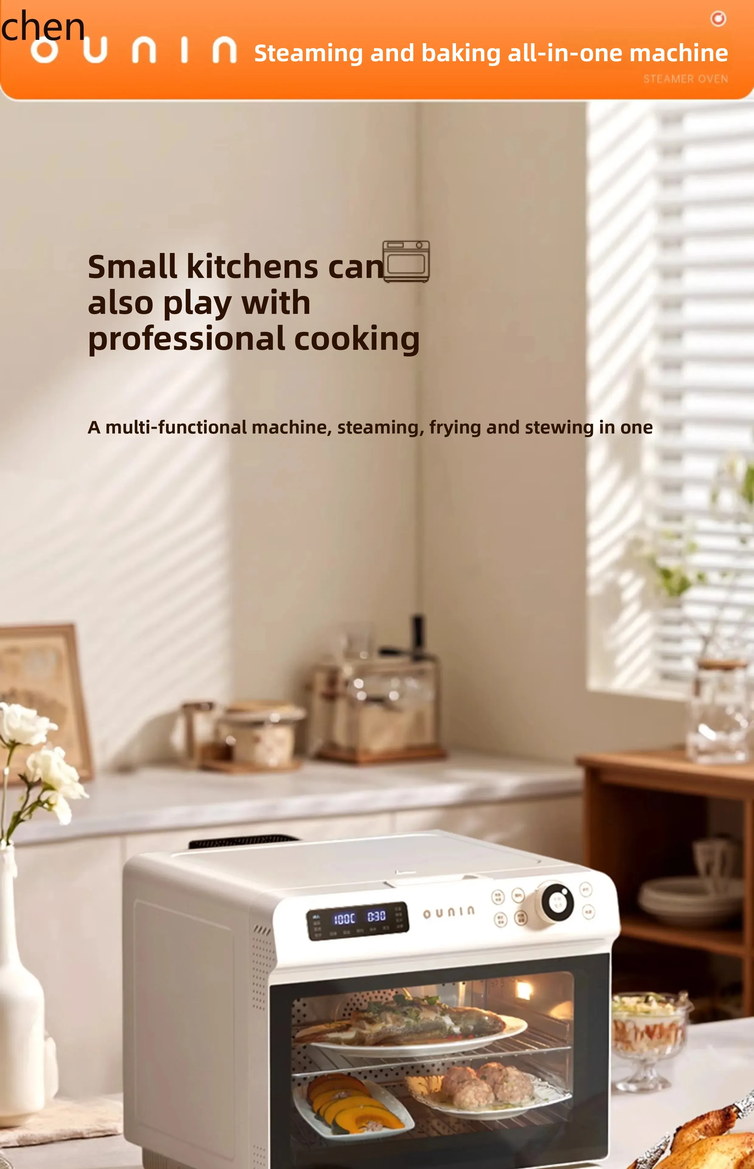 HXL Countertop Steam Oven Roaster Fryer All-in-One Home Use 3-in-1 Air Fryer Oven