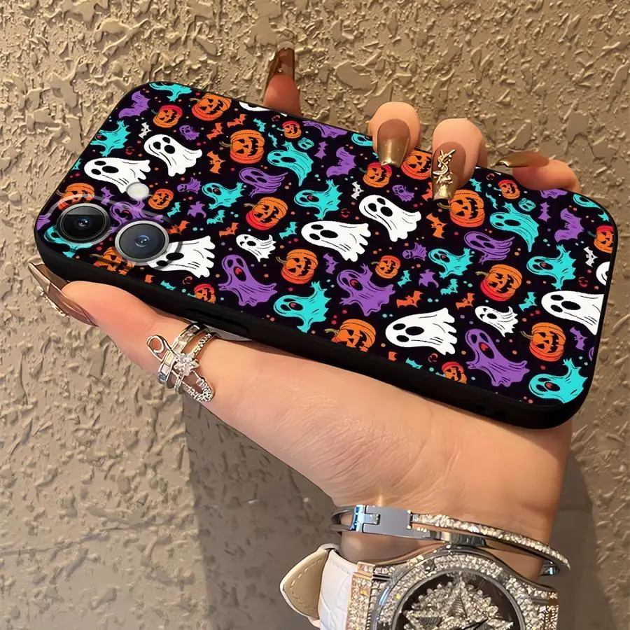 حافظة لهاتف آيفون 7 8 12 14 X XS XR 17Air 11 SE 17 16 Pro Max 13 Mini 15 Plus غطاء هاتف خلفي ناعم Monster Halloween Ghosts Cool