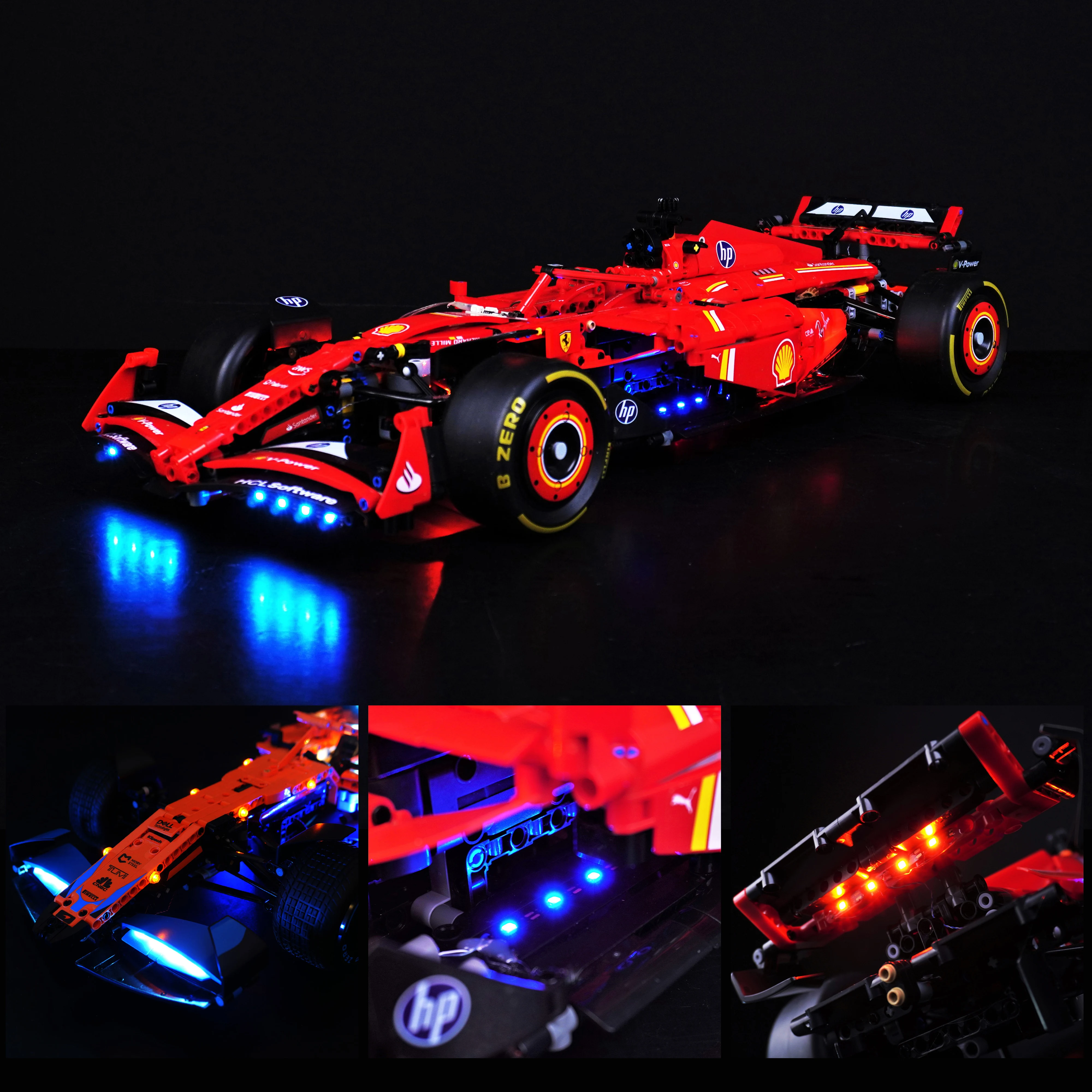 Zestaw oświetlenia LED kompatybilny z modelami klocków konstrukcyjnych samochodów wyścigowych w stylu Formuły 1, numery 42141, 42171, 42206, 42207, zestaw dekoracyjnych świateł.