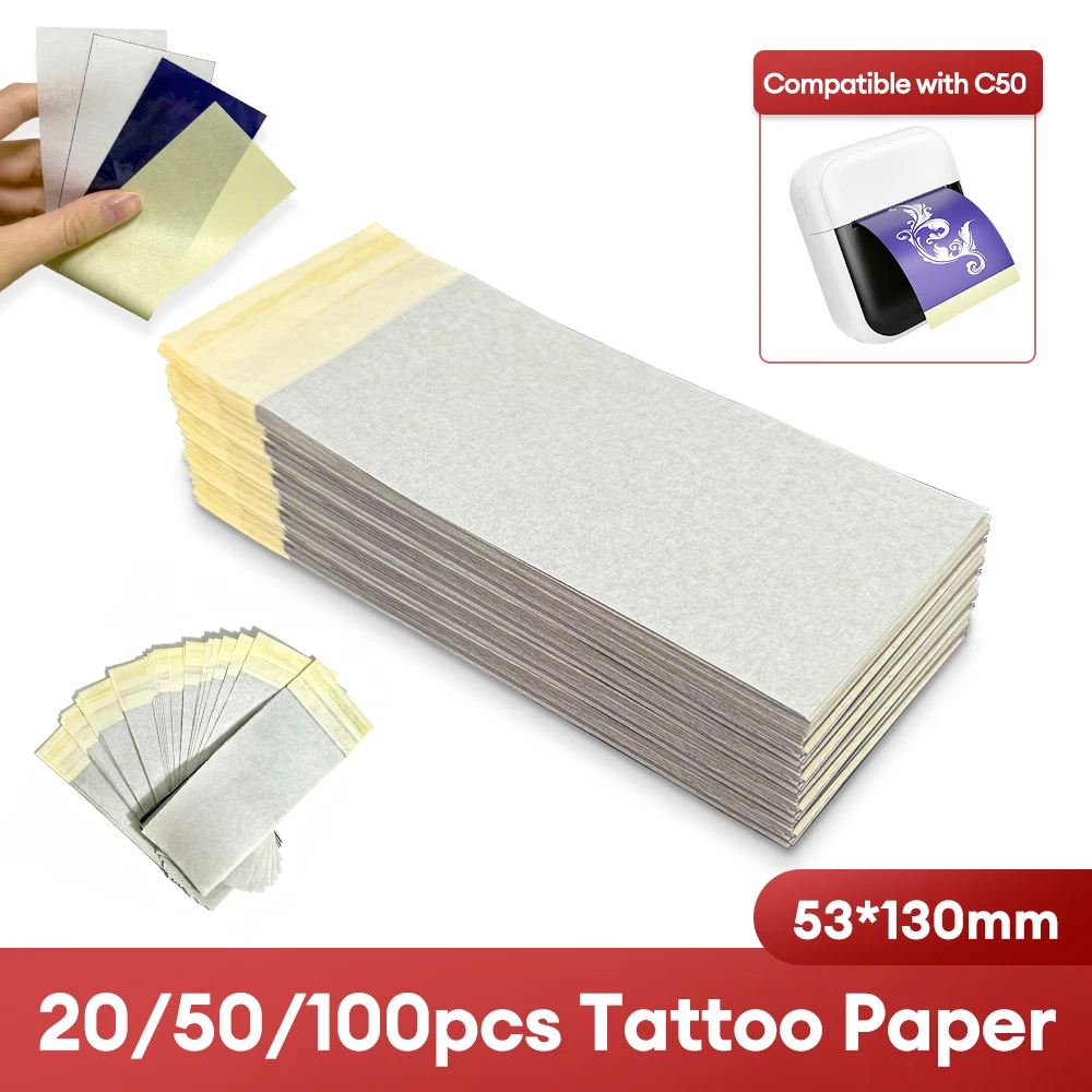 2inch 53*130mm Tattoo Transfer Paper Thermal Tranfer Senticl Papers For C50 Mini Tattoo Transfer Printer For Tattoo Artists