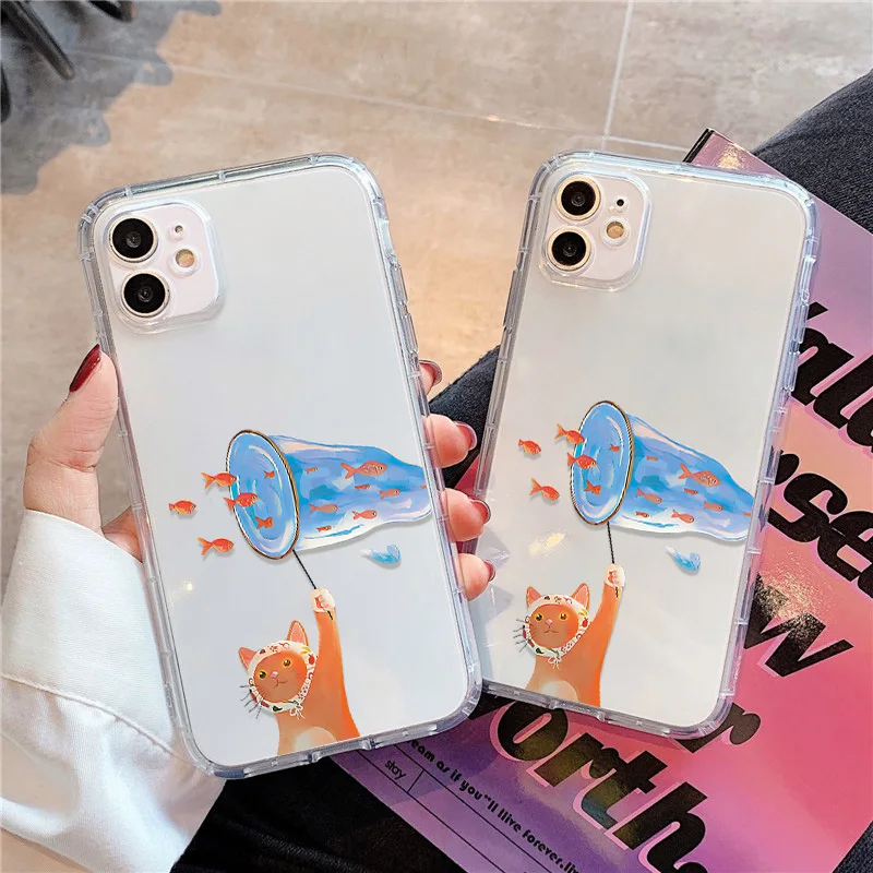 Transparente Katzen-Angel-Handyhülle für iPhone 17 Fundas iPhone 16 18 Pro Max 11 13 15 14 12 Air 17promax Stoßfeste Weiche Hülle – Detail 7