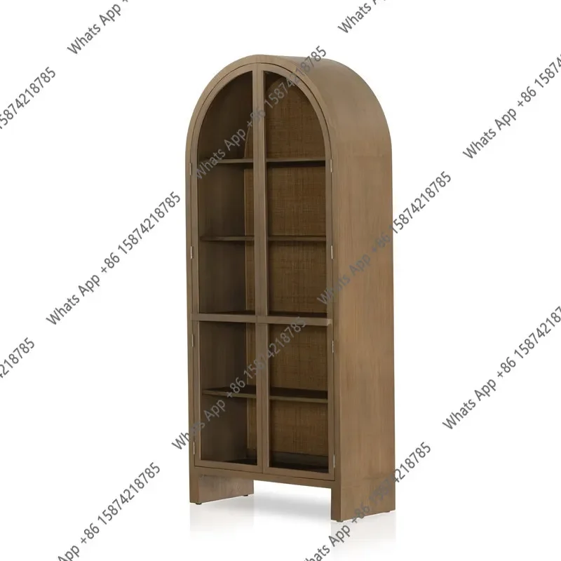 

BJ American Arched Bookcase French Retro Wine Cabinet Retro Color Storage Nordic Ash Wood Edge Cabinet Removable Bookshelf