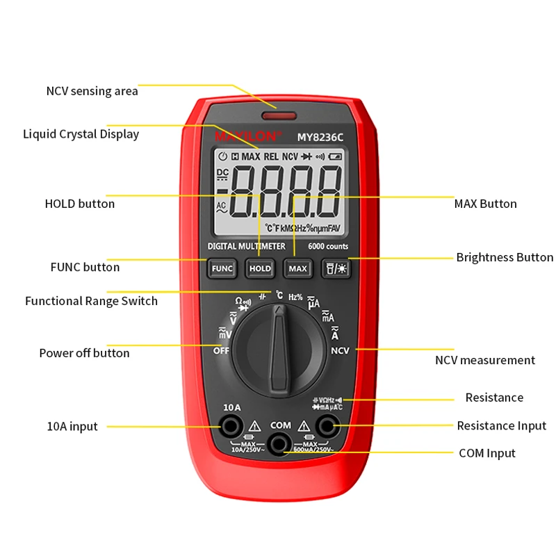 MAYILON MY8236C Multi Meter Digital Multimeter Multi Meter Digital Multimeter Tester Multimeter Digital