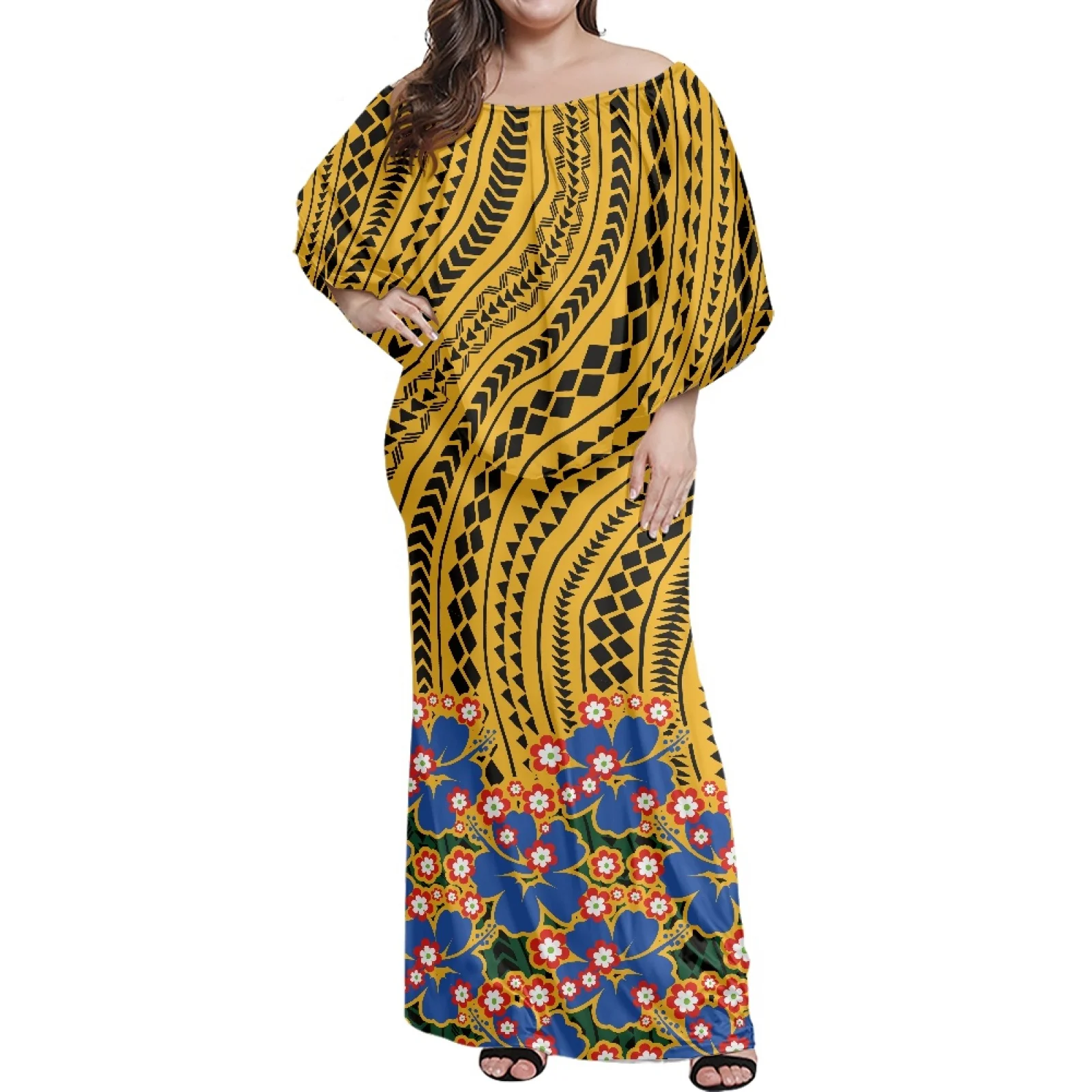 

With Shawl Wome Ponchos Dress New Design For Winter Hawaiian Tattoos Floral Trendy Dress Off The Shoulder Maxi Evening Gown