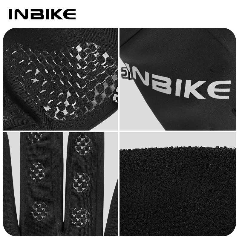 INBIKE 남성용 겨울 사이클링 장갑, 터치 스크린 패드 로드 바이크 장갑, 미끄럼 방지 따뜻한 자전거 장갑, 자전거 라이딩 MTB 장갑