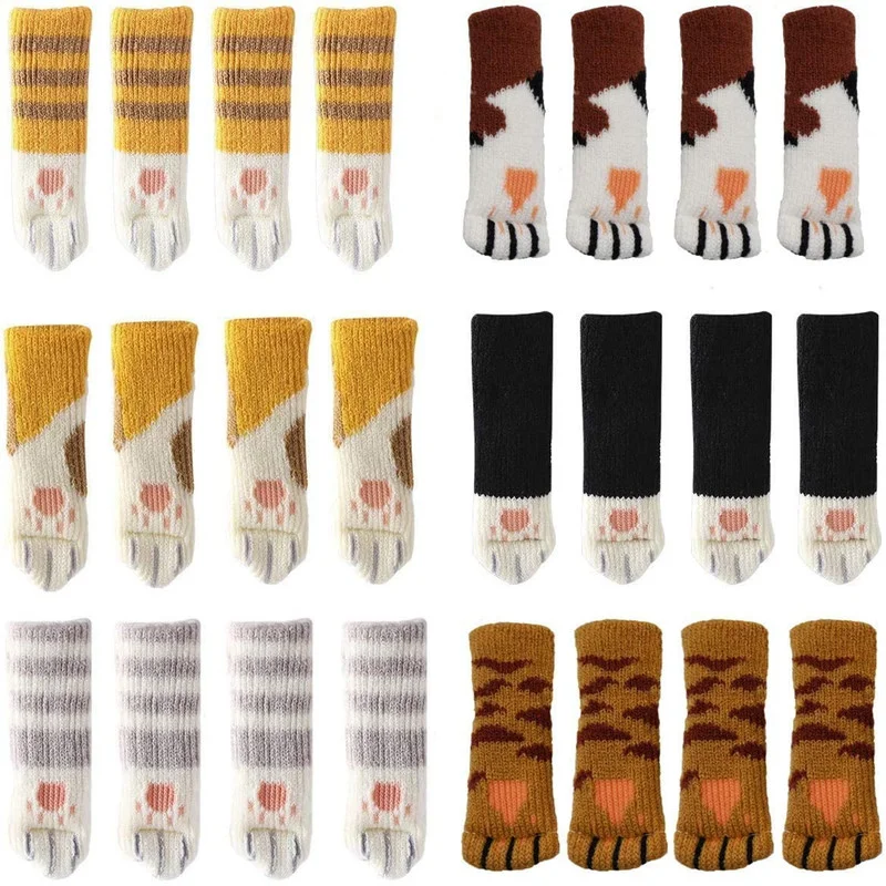 4PCS Furniture Socks Elastic Cat Paw Chair Leg Protector Table Feet Covers Non Slip Furniture Cap Floor Protector Home Decor