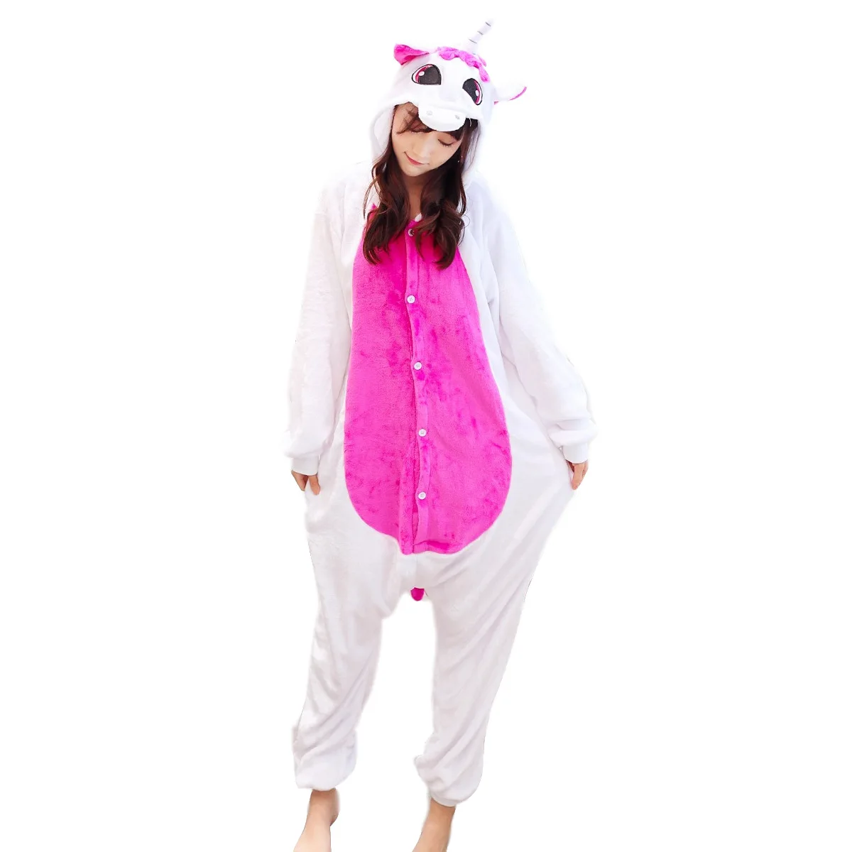 New Animal Adult Pink Unicorn Onesie Women Men Kigurumi Pajama Cartoon Costume Halloween Party Jumpsuits Suit Sleepwear 3T-XL