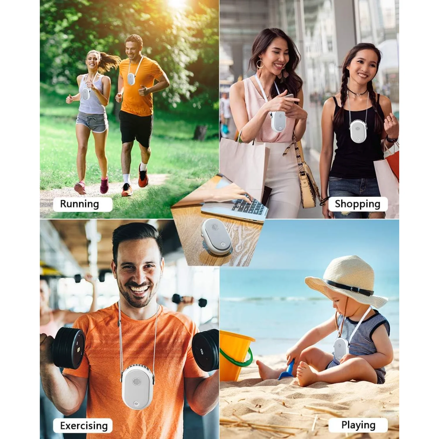 Portable Hanging Neck Fan Wearable Personal Handheld Fan Battery Operated USB Rechargeable  Speed Mini Handheld Air Cooling Neck