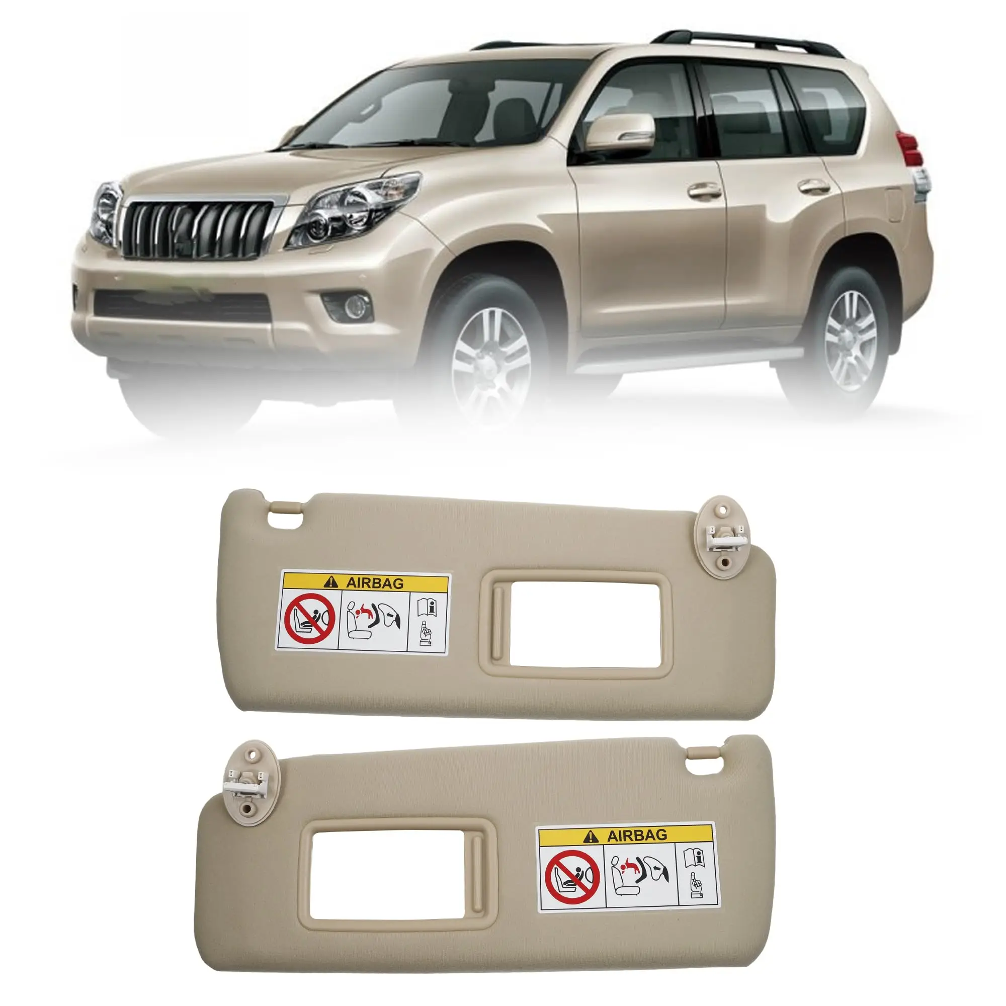 

Beige Left Driver Side Sun Visor For Lexus GX460 2010-2021 Toyota Land Cruiser Prado 2009-2023