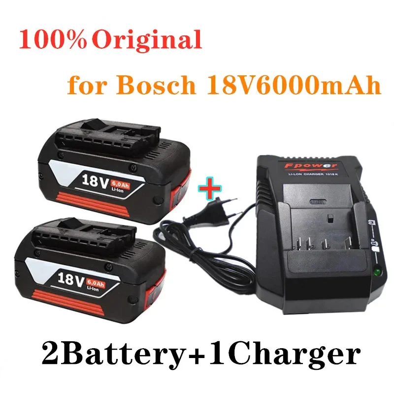 18V Batterie 6,0 Ah für Bohrmaschine  Lithium-ionen-akku BAT609, BAT609G, BAT618, BAT618G, BAT614 + 1 Ladegerät