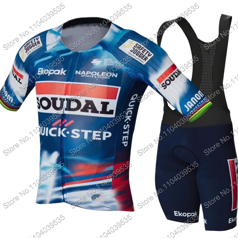 Soudal Quick Step 2025 Team World Champion Cycling Jersey Set Men Belgium Clothing Short Sleeve Road Bike Shirts Suit MTB Shorts