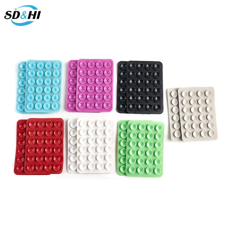 2Pcs Backed Silicone Suction Pad For Mobile Phone Fixture Suction Cup Backed Adhesive Silicone Rubber Sucker Pad For Fixed Pad