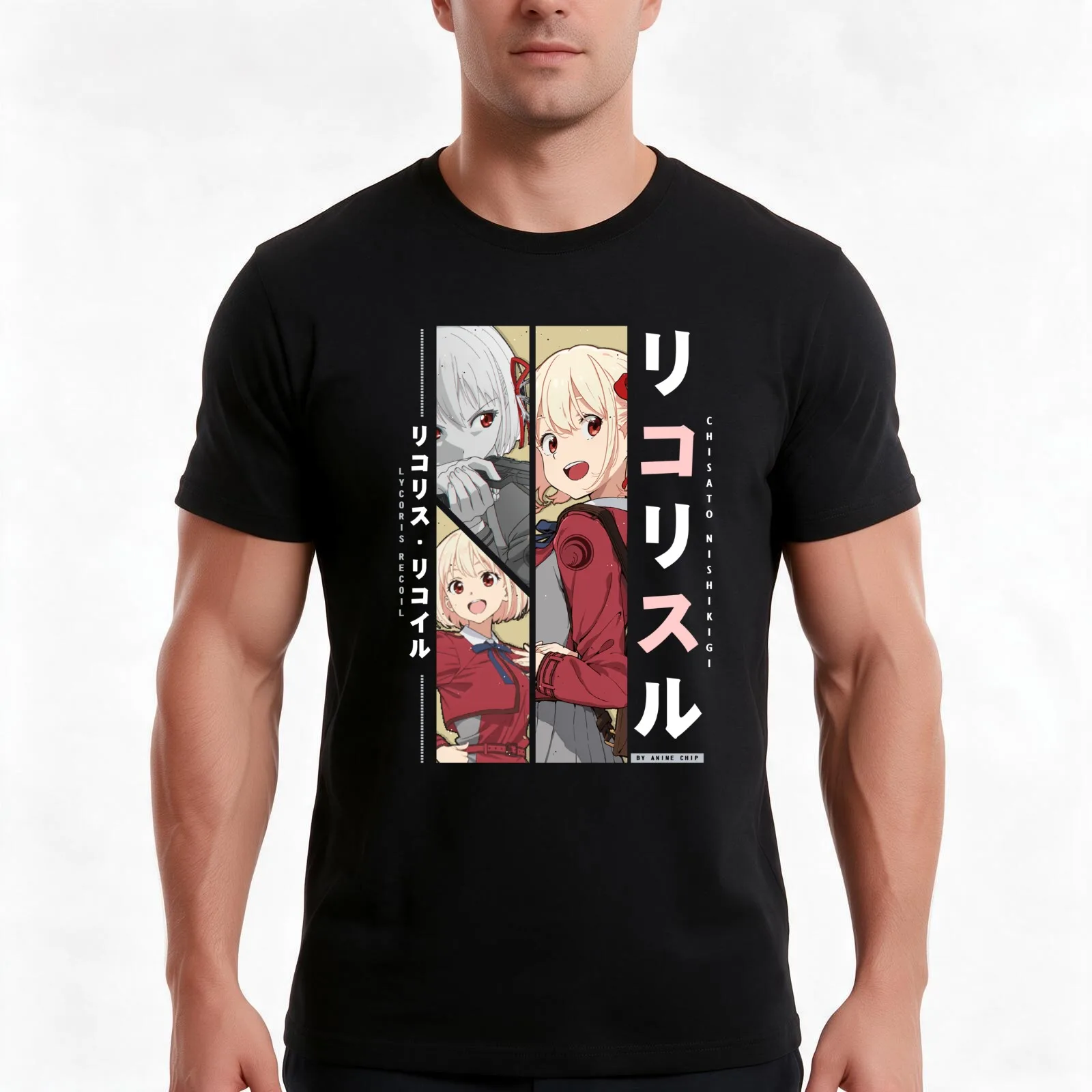Lycoris Recoil T-Shirt, Summer Casual Cotton Tee, Oversized Streetwear Tops, Vintage Graphic Print, Loose Fit Short Sleeve