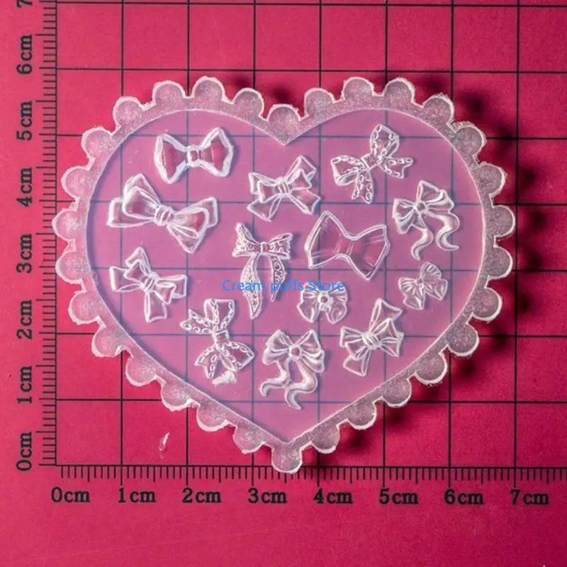 

50LE Mini Bowknot Mould Nails Sculpture Stamping Plate Silicone Carving Mold