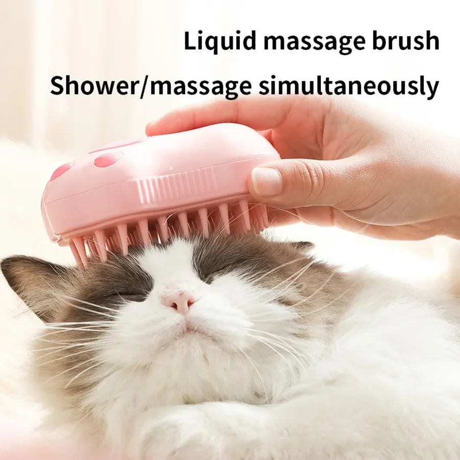 Pet Spray Massage Comb Brush Cat Paw Massage Bath Brush Jerking Cat One Click Spray De-Floating Hair Cleanup