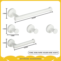 Coat Hook Towel Ring Bar Toilet Paper Rack Tissue Holder Stainless Steel Bathroom Accessories Set White