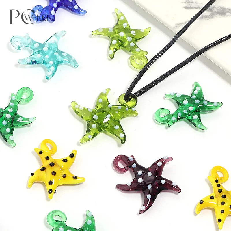 

1 Pack Starfish Lampwork Glass Pendant Colorful Charms DIY Making Necklace Jewelry Accessories