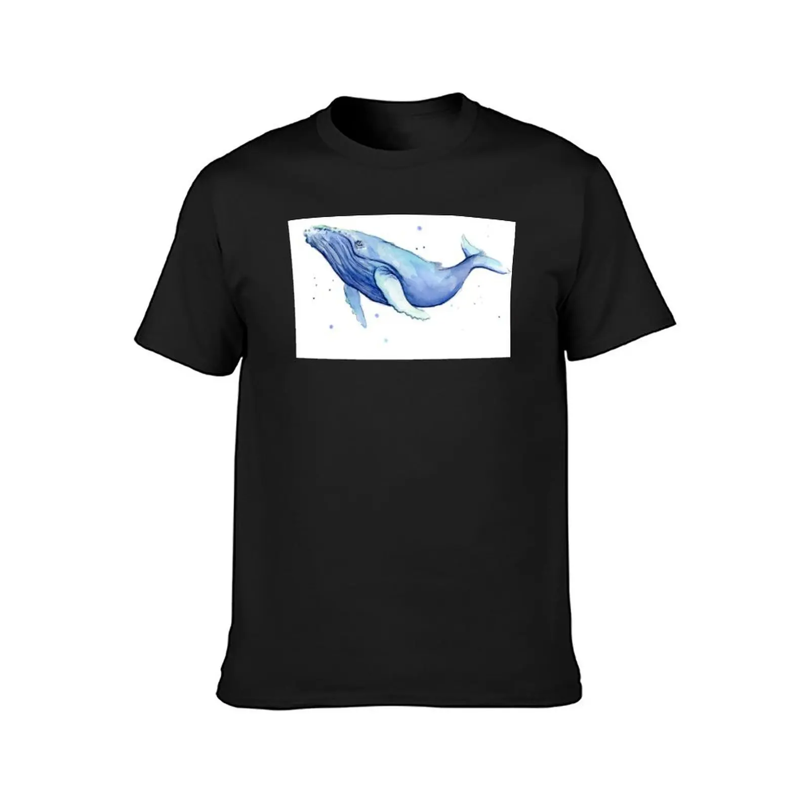 Humpback Whale Blue Watercolor Painting T-Shirt vintage clothes summer top heavy weight t shirts for men