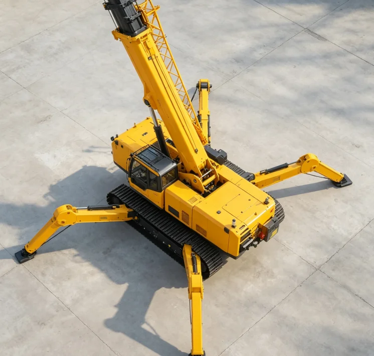 Dual Power Crawler Spider Crane Diesel Electric Hybrid Mini Tracks Lift Zero Emission Indoor Glass Panel Installer