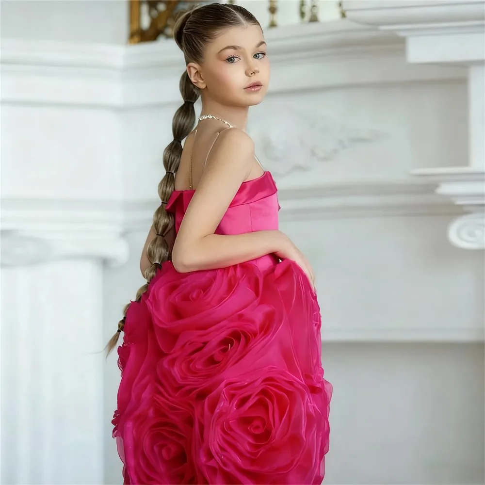 Baby Kids Princess Flowers  Flower Girl Wedding Dress Children First Communion  Ball Gown Birthday Party Dress Customized