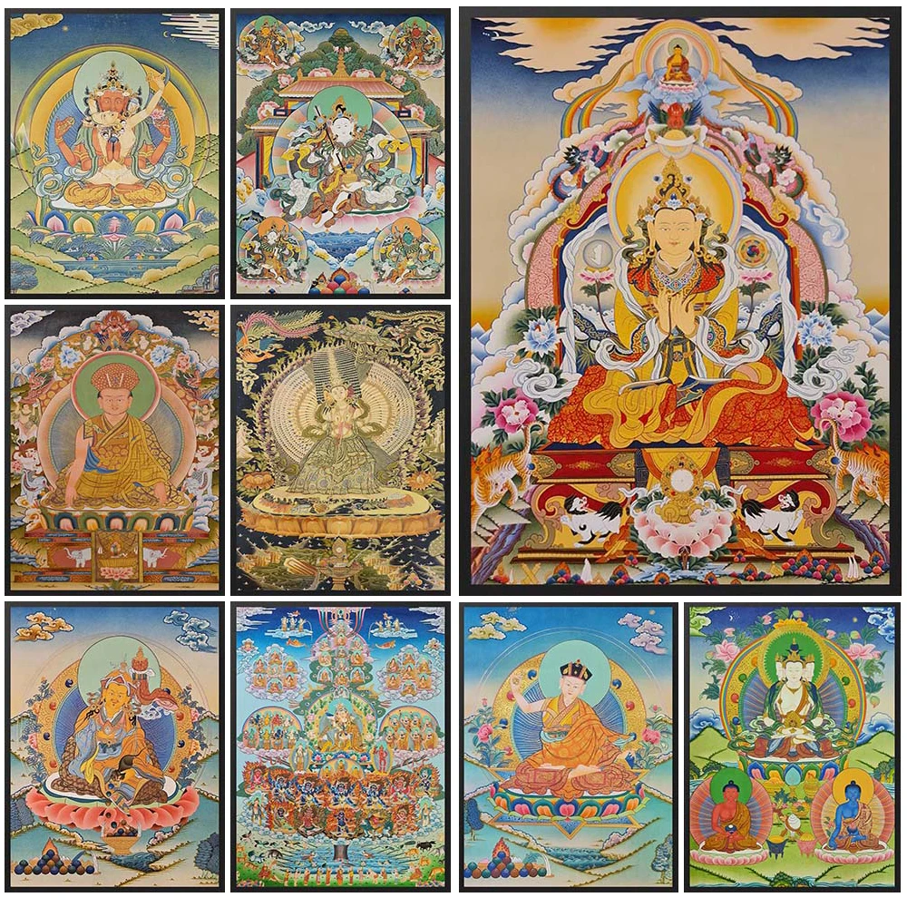 

Bodhisattva Thangka Posters Hinduism Buddhism Buddha Religion Prints Wall Pictures For Church Room Art Canvas Painting Unframed