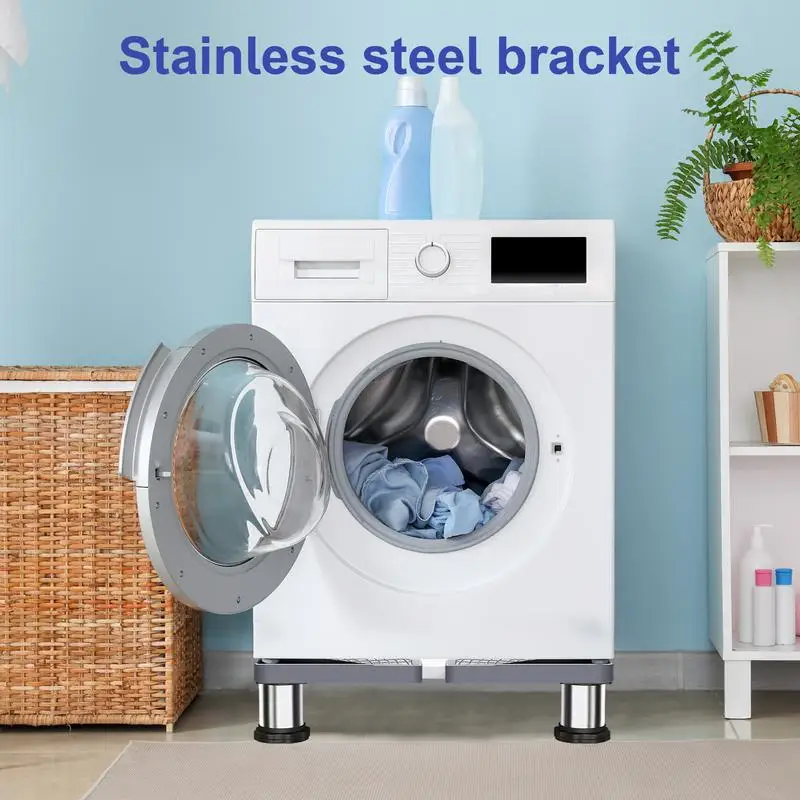 Washer Pedestal Washing Machine Stand 4 Strong Feet Movable Refrigerator Raised Base Adjustable Washer Dryer Pedestal For Home