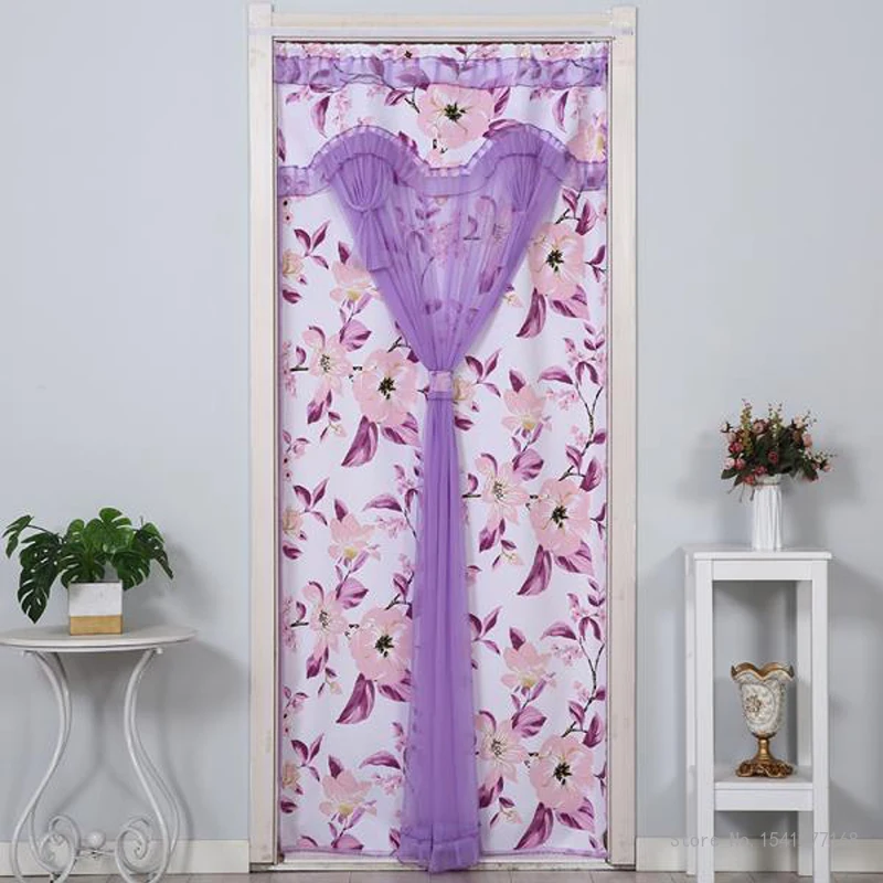 Lace Embroidered Door Curtain, Punch-free Mosquito Screen Curtain, Breathable Bedroom Partition Curtain, Double Layer, 1Pc